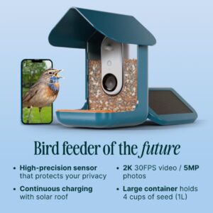 Bird Buddy Original Solar Bird Feeder, bird feeder with camera, AI bird species identification, solar bird feeder camera, smart bird feeder, 2K HD bird feeder, eco-friendly bird feeder, birdwatching app, weatherproof bird feeder, real-time alerts, 5MP bird photos, AI-powered bird feeder, UV-resistant bird feeder, bird feeder live streaming, privacy-focused bird feeder