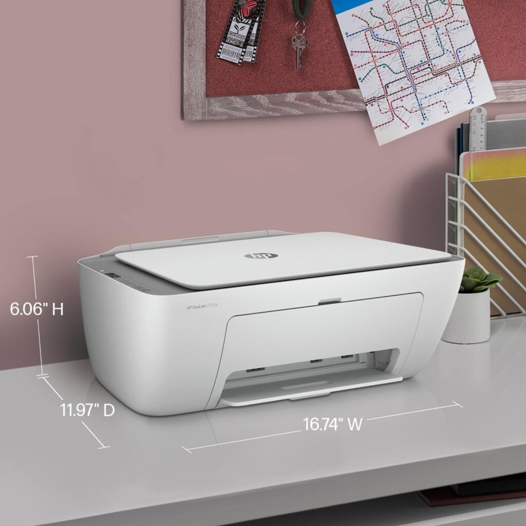 Wireless Color Inkjet Printer,HP DeskJet 2755e, wireless inkjet printer, HP Smart App, Instant Ink, best printer for home, dual-band Wi-Fi, affordable printer, mobile printing, compact printer, energy-efficient printer, color printing, scan and copy printer, printer setup, HP+ smart features, printer with Instant Ink.